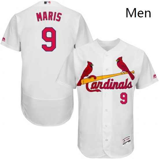 Mens Majestic St Louis Cardinals 9 Roger Maris White Home Flex Base Authentic Collection MLB Jersey